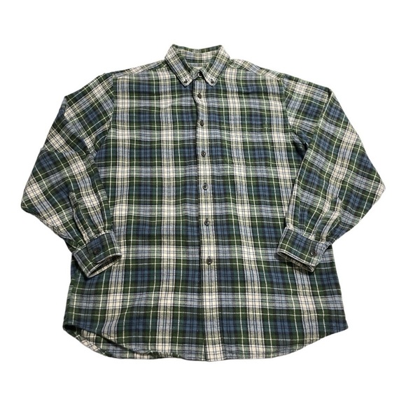 L.L. Bean Plaid Flannel Shirt Mens M-Reg Traditional Fit Outdoor Casual - Picture 5 of 8